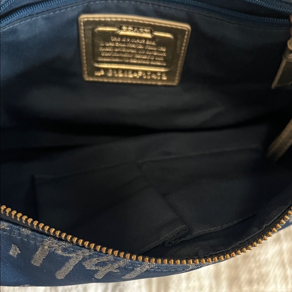 Coach Navy Shoulder Bag with Metallic Script and Heart Accent - Picture 5 of 10